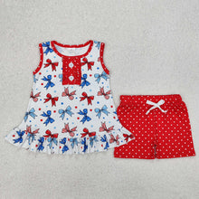 Load image into Gallery viewer, Baby Girls 4th Of July Bows Tunic Shorts Sets