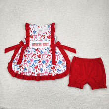 Load image into Gallery viewer, Baby Girls American Honey Bows Tunic Ruffle Shorts 4th Of July Sets