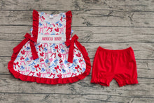 Load image into Gallery viewer, Baby Girls American Honey Bows Tunic Ruffle Shorts 4th Of July Sets
