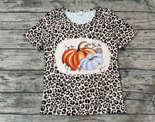 Load image into Gallery viewer, Adult Women Leopard Pumpkin Fall Short Sleeve Tee Shirts Tops