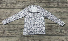 Load image into Gallery viewer, Adult Women Grey Camo Long Sleeve Tee Shirts Zip Pullovers Tops