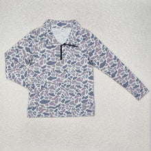 Load image into Gallery viewer, Adult Women Grey Camo Long Sleeve Tee Shirts Zip Pullovers Tops