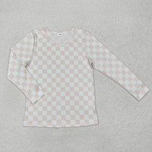 Load image into Gallery viewer, Adult Women Pink Checkered Long Sleeve Shirts Tops