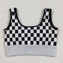 Load image into Gallery viewer, Adult Women Black Checkered Knitted Yoga Crop Bra Tops