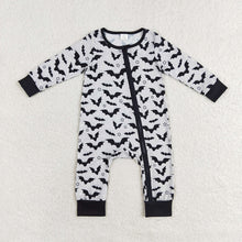 Load image into Gallery viewer, Baby Boys Halloween Grey Bats Bamboo Sibling Rompers Pajamas Clothes Sets