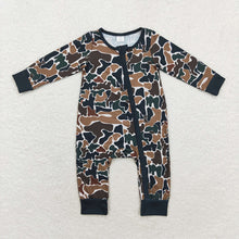 Load image into Gallery viewer, Baby Boys Sibling Brown Camo Bamboo Rompers Pajamas Clothes Sets