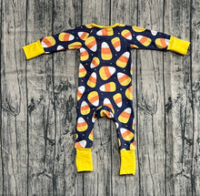 Load image into Gallery viewer, Baby Boys Halloween Candy Plaid Zipper Footie Rompers