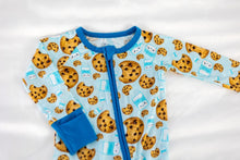 Load image into Gallery viewer, Baby Boys Blue Milk Cookies Christmas Zipper Pant Rompers