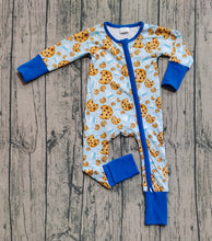 Load image into Gallery viewer, Baby Boys Blue Milk Cookies Christmas Zipper Pant Rompers