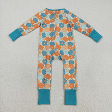Load image into Gallery viewer, Baby Boys Colorful Pumpkins Flowers Fall Zipper Footie Rompers