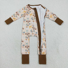 Load image into Gallery viewer, Baby Boys Fall Pumpkins Bows Fall Zipper Footie Rompers