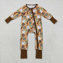 Load image into Gallery viewer, Baby Boys Western Cactus Boots Cows Zipper Footie Rompers