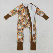 Load image into Gallery viewer, Baby Boys Western Cactus Boots Cows Zipper Footie Rompers