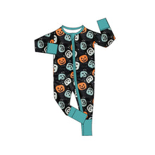 Load image into Gallery viewer, Baby Boys Ghost Pumpkins Fall Zipper Footie Rompers