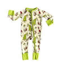 Load image into Gallery viewer, Baby Boys Christmas Trees Dogs Zipper Footie Rompers Preorder