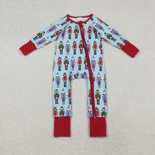 Load image into Gallery viewer, Baby Boys Christmas Soldiers Zipper Footie Rompers