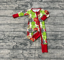 Load image into Gallery viewer, Baby Boys Grin Lights Plaid Christmas Zipper Footie Rompers