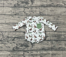 Load image into Gallery viewer, Baby Boys Long Sleeve Green Ducks Pocket Southern Rompers