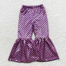 Load image into Gallery viewer, 5 Colors Baby Girls Mermaid Scale Holographic Spandex Bell Bottom Pants