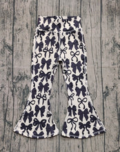 Load image into Gallery viewer, Baby Girls Black Bows Bell Bottom Yoga Pants