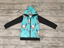 Load image into Gallery viewer, Baby kids hoodie cow western zip fall tops