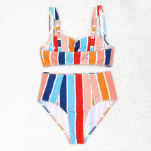 Load image into Gallery viewer, Adult Women Colorful Stripes Top Bottom Swimsuits Sets