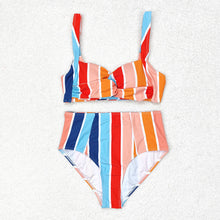 Load image into Gallery viewer, Adult Women Colorful Stripes Top Bottom Swimsuits Sets