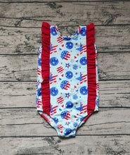 Load image into Gallery viewer, Baby Girls 4th Of July Smile Stars Ruffle One Piece Swimsuits