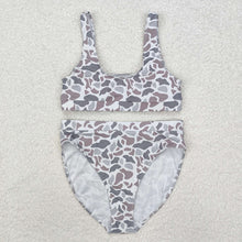 Load image into Gallery viewer, Adult Women Light Grey Camo Top Bottom Swimsuits Sets