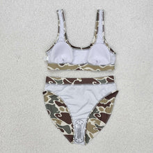 Load image into Gallery viewer, Adult Women Green Camouflage Top Bottom Bikini Swimsuits Sets