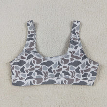 Load image into Gallery viewer, Adult Women Light Grey Camo Bra Swim Top