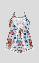 Load image into Gallery viewer, Baby girls 4th of july cow jumpsuits