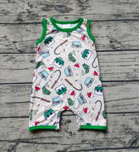 Load image into Gallery viewer, Baby Boys Fishing Green Sleeveless Rompers