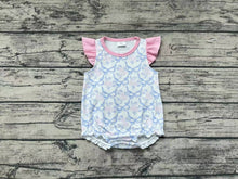 Load image into Gallery viewer, Baby Girls Blue Bows Flutter Sleeve Summer Rompers