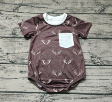 Load image into Gallery viewer, Baby Boys Deer Short Sleeve Pocket Rompers