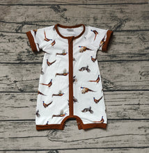 Load image into Gallery viewer, Baby Boys White Wild Chicken Short Sleeve Zip Rompers