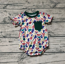 Load image into Gallery viewer, Baby Boys Green Camo Short Sleeve Pocket Rompers