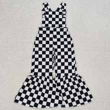 Load image into Gallery viewer, Baby Girls Black Checkered Straps Jumpsuits