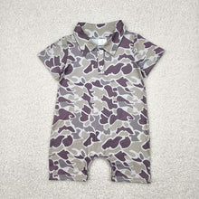 Load image into Gallery viewer, 5 Colors Sibling Baby Infant Boys Short Sleeves Camouflage Button Rompers