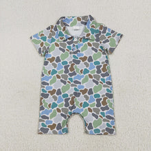 Load image into Gallery viewer, 5 Colors Sibling Baby Infant Boys Short Sleeves Camouflage Button Rompers