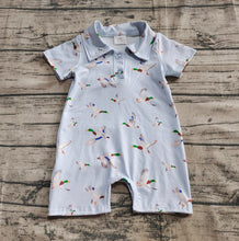 Load image into Gallery viewer, Baby Boys Blue Short Sleeves Button Ducks Rompers