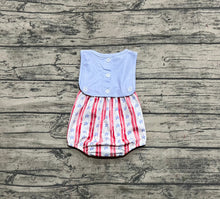 Load image into Gallery viewer, Baby Boys Sleeveless Flags Red Stripe Stars 4th Of July Rompers
