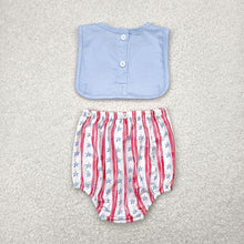 Load image into Gallery viewer, Baby Boys Sleeveless Flags Red Stripe Stars 4th Of July Rompers
