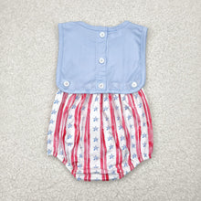 Load image into Gallery viewer, Baby Boys Sleeveless Flags Red Stripe Stars 4th Of July Rompers