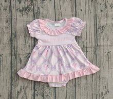 Load image into Gallery viewer, Baby Girls Baby Doll Bows Flowers Checked Tunic Ruffle Bummier Rompers
