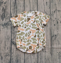 Load image into Gallery viewer, Baby Boys Short Sleeve Green Orange Camo Southern Rompers