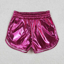 Load image into Gallery viewer, 8 Colors Sibling Baby Girls Pockets Leather Metallic Elastic Bottom Shorts