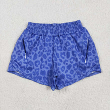 Load image into Gallery viewer, Baby Girls Blue Leopard Yoga Zip Shorts Bottoms