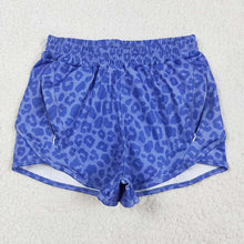 Load image into Gallery viewer, Adult Women Blue Leopard Yoga Summer Shorts