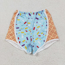 Load image into Gallery viewer, Baby Girls Blue Ice-cream Drip Yoga Shorts Bottoms